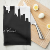 Schwarzweiss-Chicago-Skyline Handtuch (Viertel Falte)