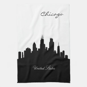 Schwarzweiss-Chicago-Skyline Handtuch