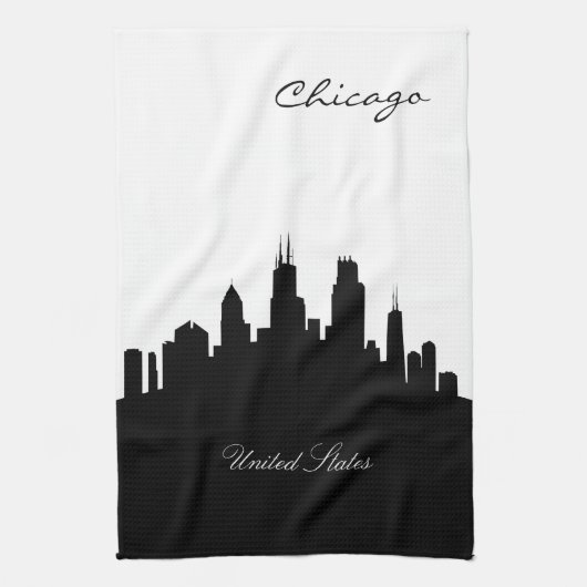 Schwarzweiss-Chicago-Skyline Handtuch (Vertikal)