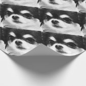 Schwarzweiss-Chihuahua Geschenkpapier (Ecke)