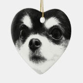 Schwarzweiss-Chihuahua Keramikornament (Rechts)