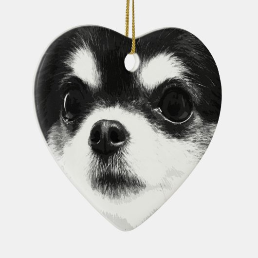 Schwarzweiss-Chihuahua Keramikornament (Rechts)