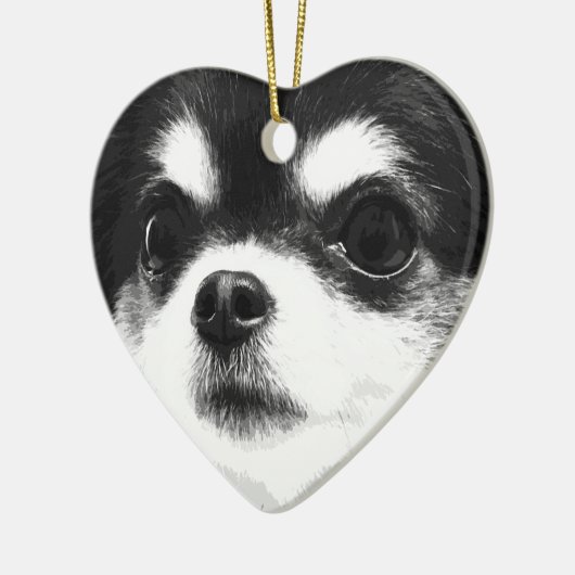 Schwarzweiss-Chihuahua Keramikornament (Links)