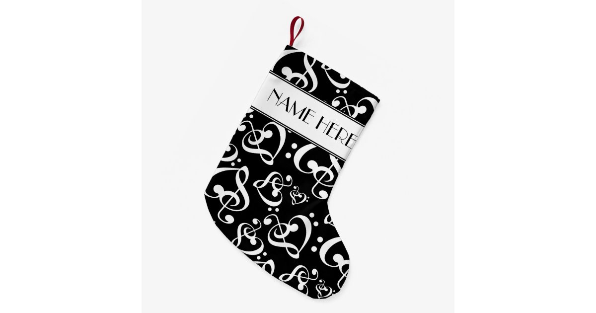 Schwarzweiss Clef Herz Musiknoten Weihnachten Kleiner Weihnachtsstrumpf Zazzle De