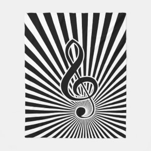 Schwarzweiss-Clef-Musiknote auf Sternexplosion Fleecedecke