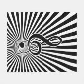 Schwarzweiss-Clef-Musiknote auf Sternexplosion Fleecedecke (Vorderseite (Horizontal))