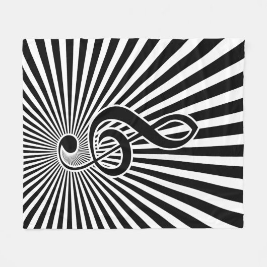 Schwarzweiss-Clef-Musiknote auf Sternexplosion Fleecedecke (Vorderseite (Horizontal))