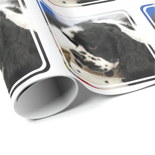 Schwarzweiss-Cocker spaniel Geschenkpapier (Rolleneckpunkt)