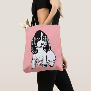 Schwarzweiss-Cockerspaniel-hellrosa Taschen-Tasche Tasche