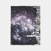 Schwarzweiss-Comic-Art-Stadtskyline-Milchstraße Fleecedecke (Vorderseite)