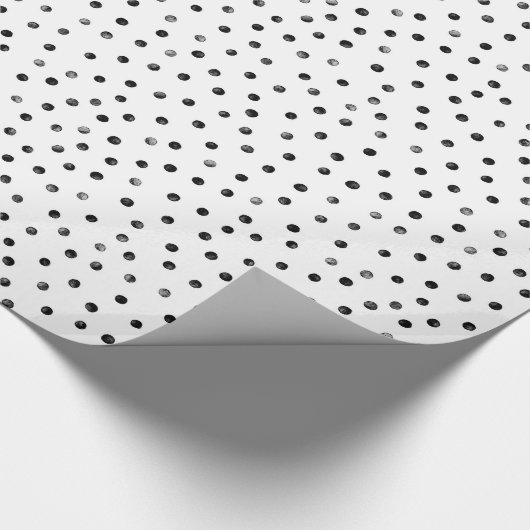 Schwarzweiss-Confetti-Punkte Geschenkpapier (Ecke)