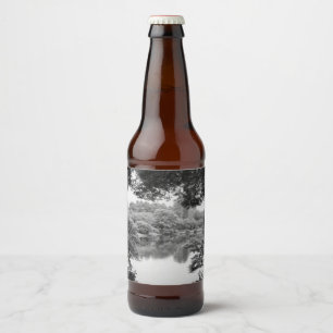 Schwarzweiß, cool, einzigartig Natur und See Bierflaschenetikett