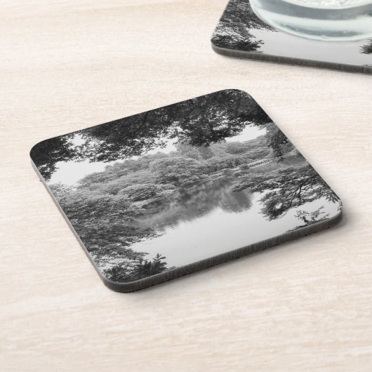 Schwarzweiß, cool, einzigartig Natur und See Getränkeuntersetzer (Linke Seite)