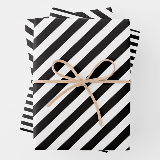 Schwarzweiß, cool gestreift geschenkpapier set (Beispiel)