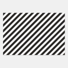 Schwarzweiß, cool gestreift geschenkpapier set