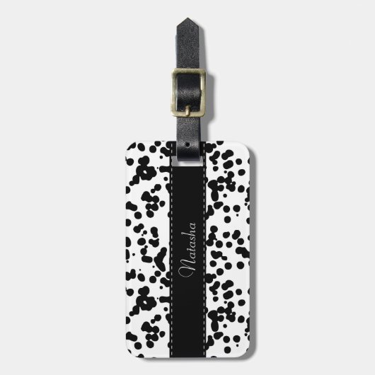 Schwarzweiss-Dalmatiner-Stellen Gepäckanhänger (Vorderseite vertikal)