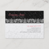 Schwarzweiß-Damasken und Schnüren-Monogramm Visitenkarte (Rückseite)