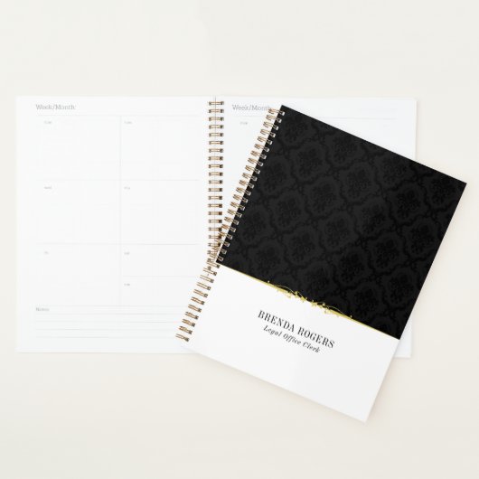 Schwarzweiß-Damaskus Gold-Akzent-Notebook Planer (Anzeige)