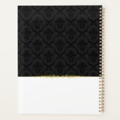 Schwarzweiß-Damaskus Gold-Akzent-Notebook Planer (Rückseite)
