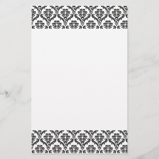 Schwarzweiss-Damast-Briefpapier Briefpapier (Vorderseite)