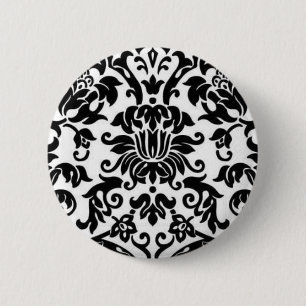 Schwarzweiss-Damast Button