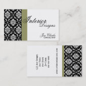 Schwarzweiss-Damast-elegante Visitenkarte (Vorne/Hinten)