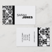 Schwarzweiss-Damast-elegante Visitenkarte (Vorne/Hinten)