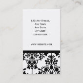 Schwarzweiss-Damast-elegante Visitenkarte (Rückseite)