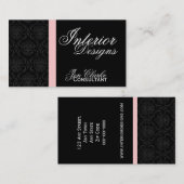 Schwarzweiss-Damast-elegante Visitenkarte (Vorne/Hinten)
