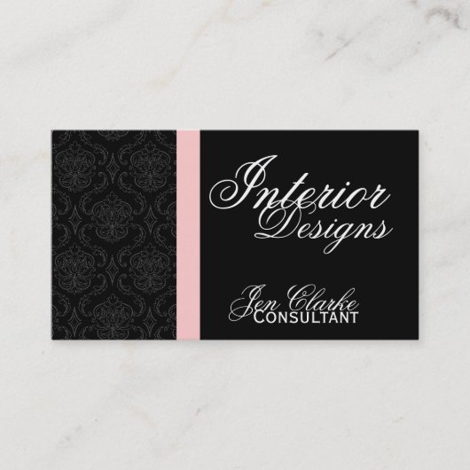 Schwarzweiss-Damast-elegante Visitenkarte (Vorderseite)