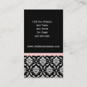 Schwarzweiss-Damast-elegante Visitenkarte (Rückseite)