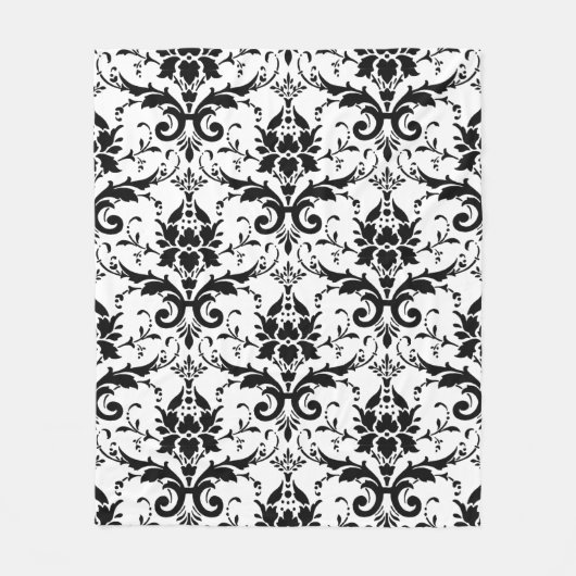 Schwarzweiss-Damast-Entwurfs-Fleecethrow-Decke Fleecedecke (Vorderseite)