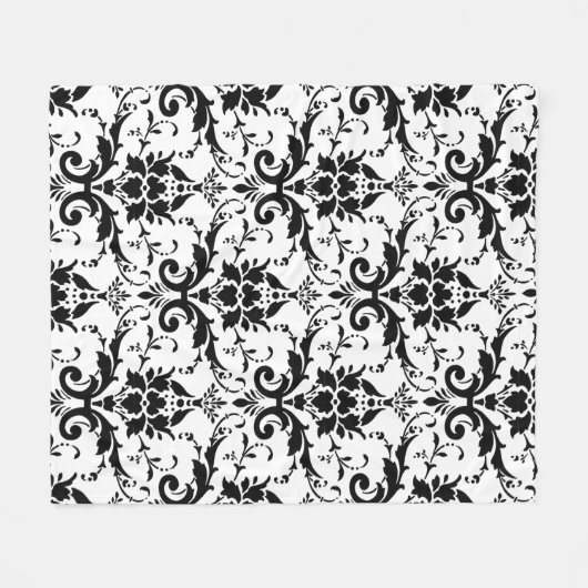 Schwarzweiss-Damast-Entwurfs-Fleecethrow-Decke Fleecedecke (Vorderseite (Horizontal))