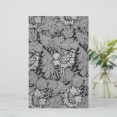 Schwarzweiss-Damast-Handwerks-Papier Briefpapier (Stehend Vorderseite)