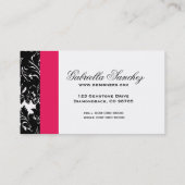 Schwarzweiss-Damast mit rotem magentarotem Visitenkarte (Rückseite)