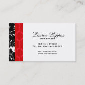 Schwarzweiss-Damast mit roter Damast-Namensschild Visitenkarte (Rückseite)