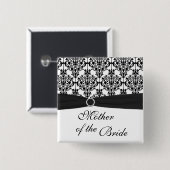 Schwarzweiss-Damast-Mutter des Braut-Buttons Button (Vorne & Hinten)