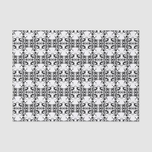 Schwarzweiss-Damast Seidenpapier (Vorderseite)