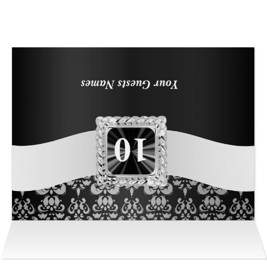 Schwarzweiss-Damast-Tischnummer (Innenansicht Horizontal (Oben))