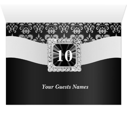 Schwarzweiss-Damast-Tischnummer (Innenansicht Horizontal (Unten))