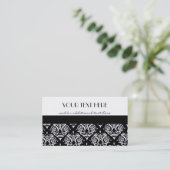 Schwarzweiss-Damast Visitenkarte (Stehend Vorderseite)