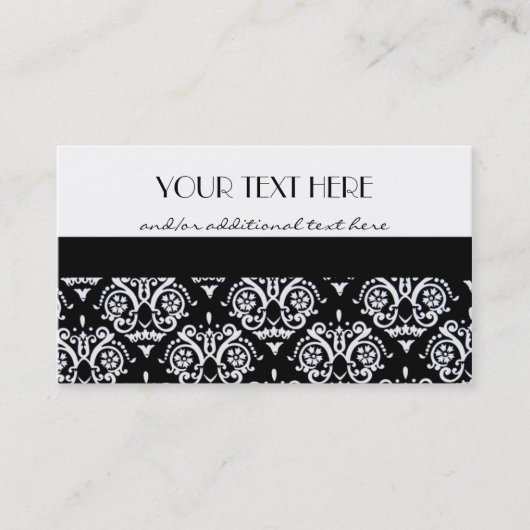 Schwarzweiss-Damast Visitenkarte (Vorderseite)