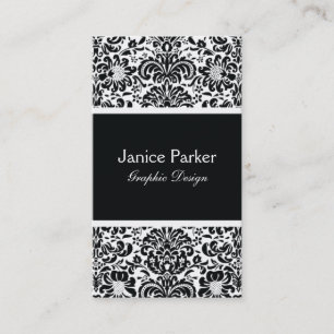 Schwarzweiss-Damast-Visitenkarte Visitenkarte