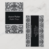 Schwarzweiss-Damast-Visitenkarte Visitenkarte (Vorne/Hinten)