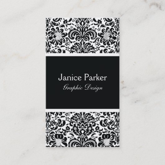 Schwarzweiss-Damast-Visitenkarte Visitenkarte (Vorderseite)