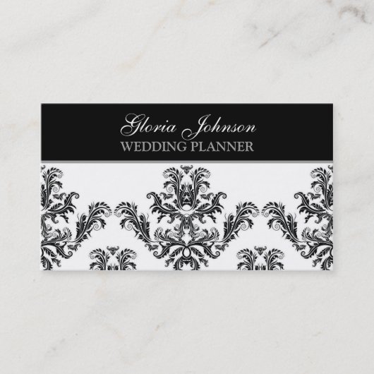 Schwarzweiss-Damast-Visitenkarte Visitenkarte (Vorderseite)