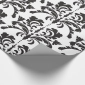 Schwarzweiss-Damastmuster Geschenkpapier (Ecke)