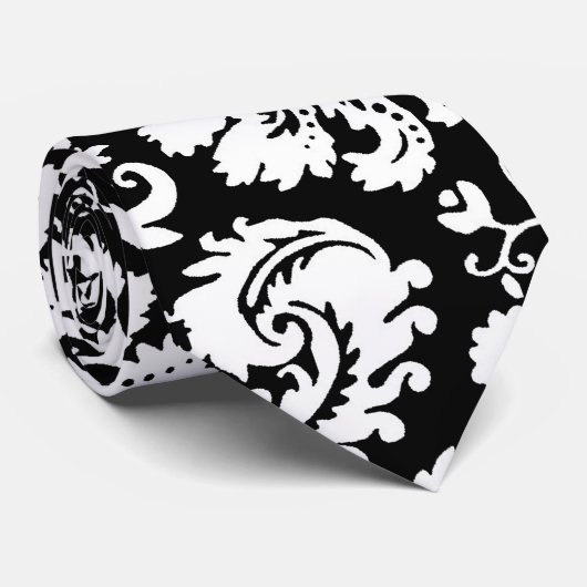 Schwarzweiss-Damastmuster Krawatte (Gerollt)
