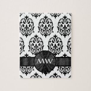 Schwarzweiss-Damastmuster Puzzle