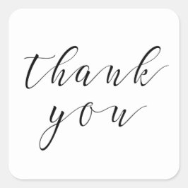Schwarzweiß danke. Kalligraphische Hochzeit Quadratischer Aufkleber